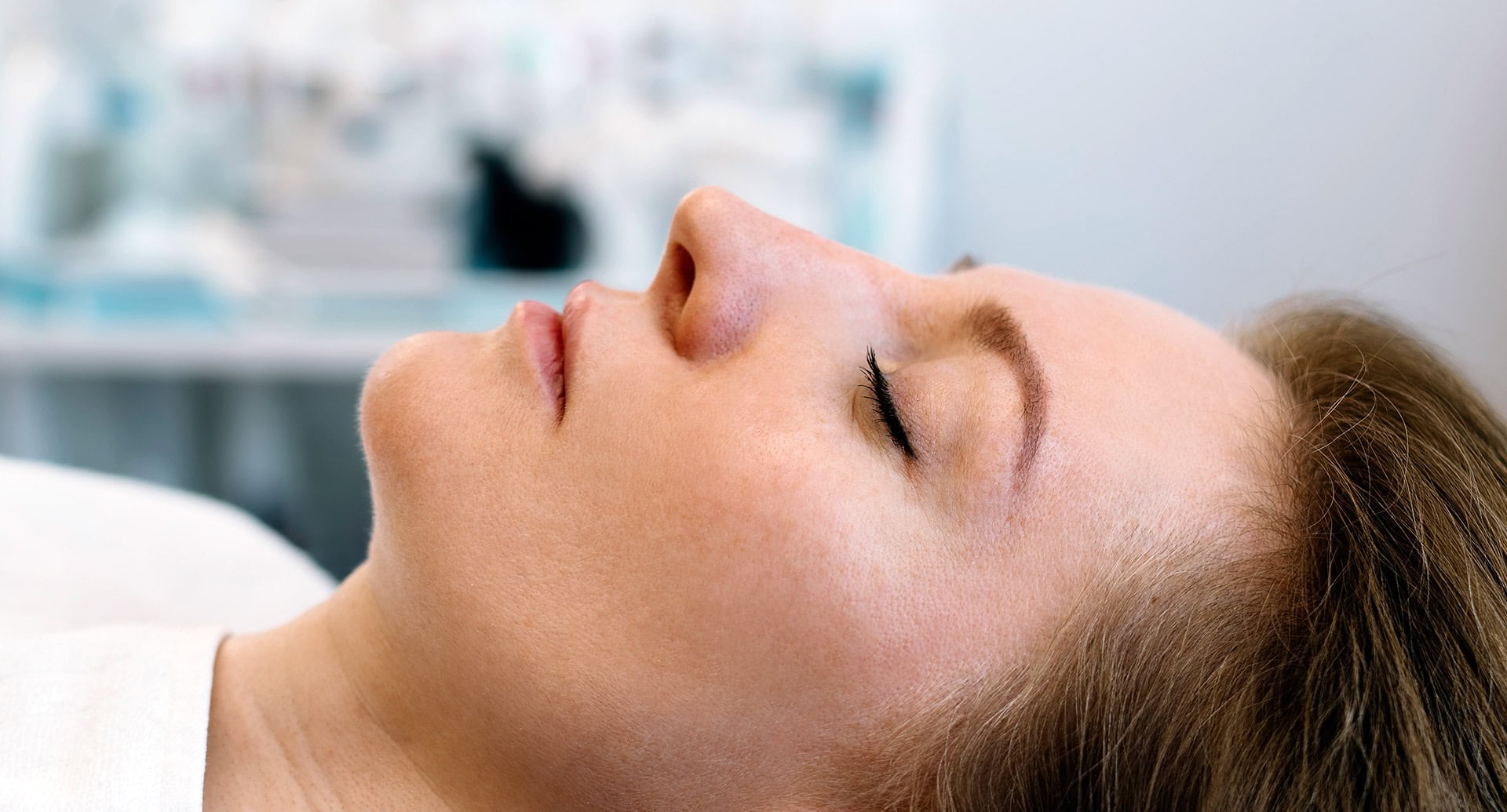 Close up of woman's face to illustrate non-surgical rhinoplasty in Morpeth